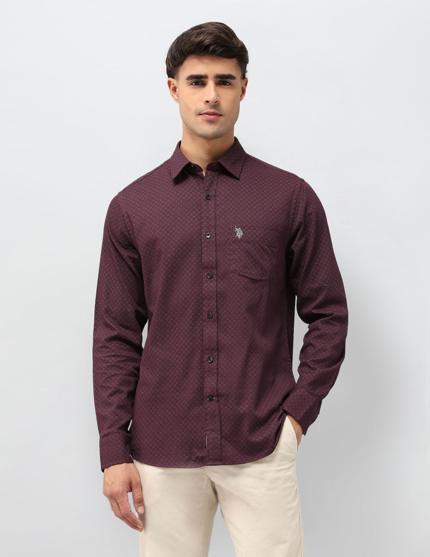 Tailored Fit Geometric Printed Shirt