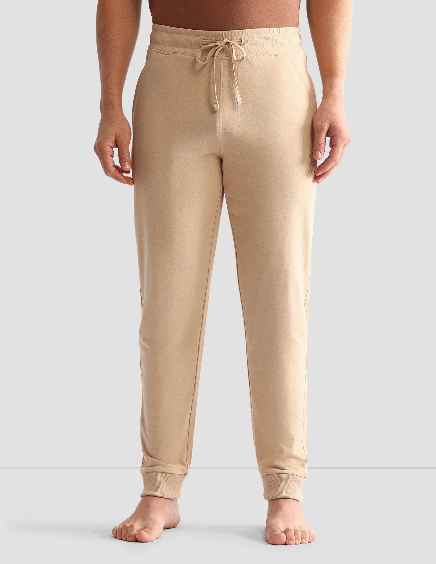 Regular Fit Mid-Rise Solid OJ007 Joggers Warm Sand - U.S. POLO ASSN. | Large