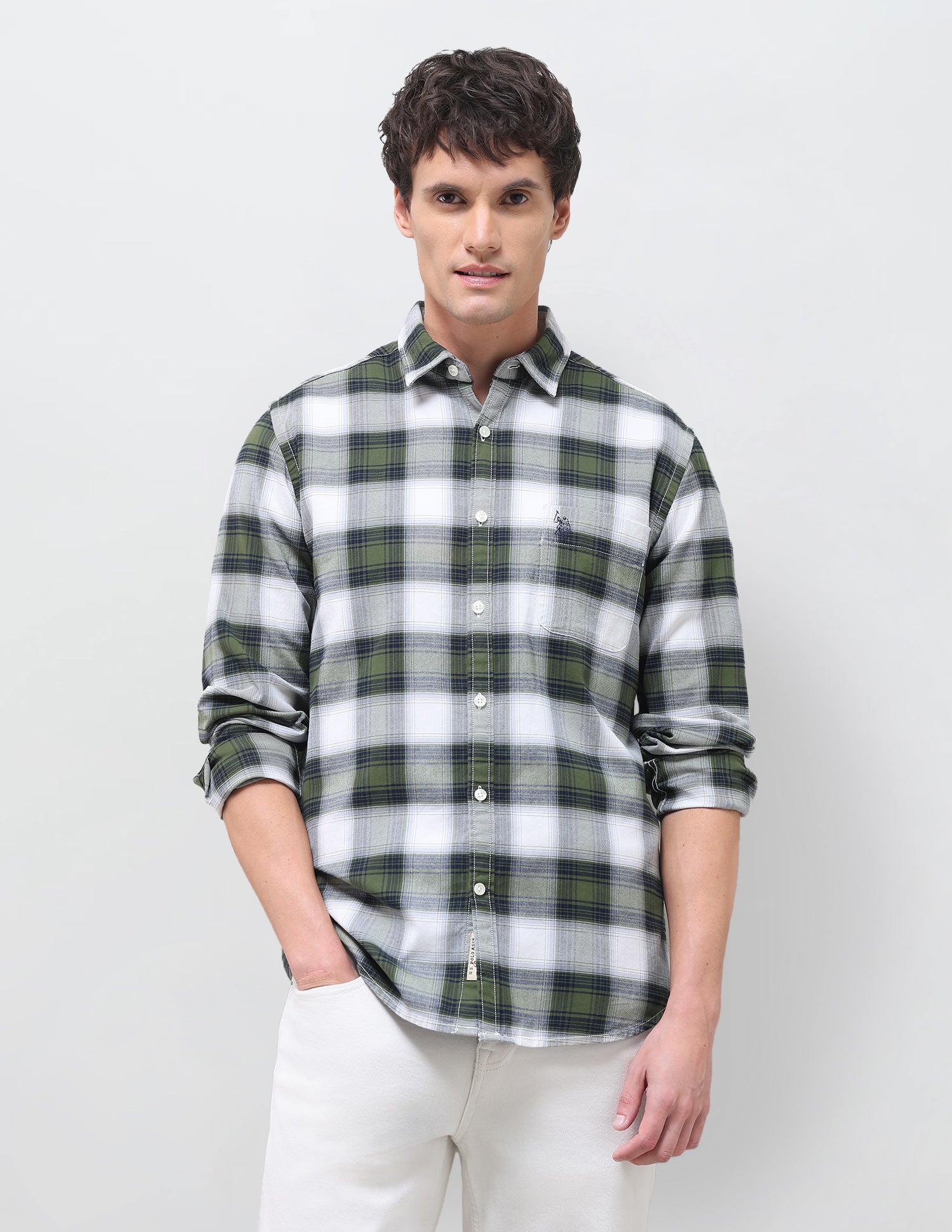 Twill Plaid Checked Shirt Green - U.S. Polo Assn. India | Large