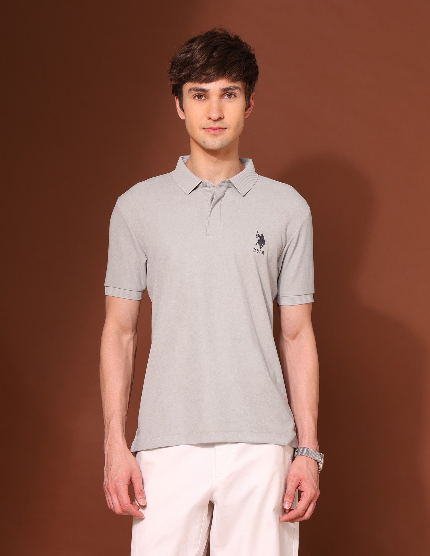 Slim Fit Work And Wander Polo Shirt Grey - U.S. Polo Assn. India | Large
