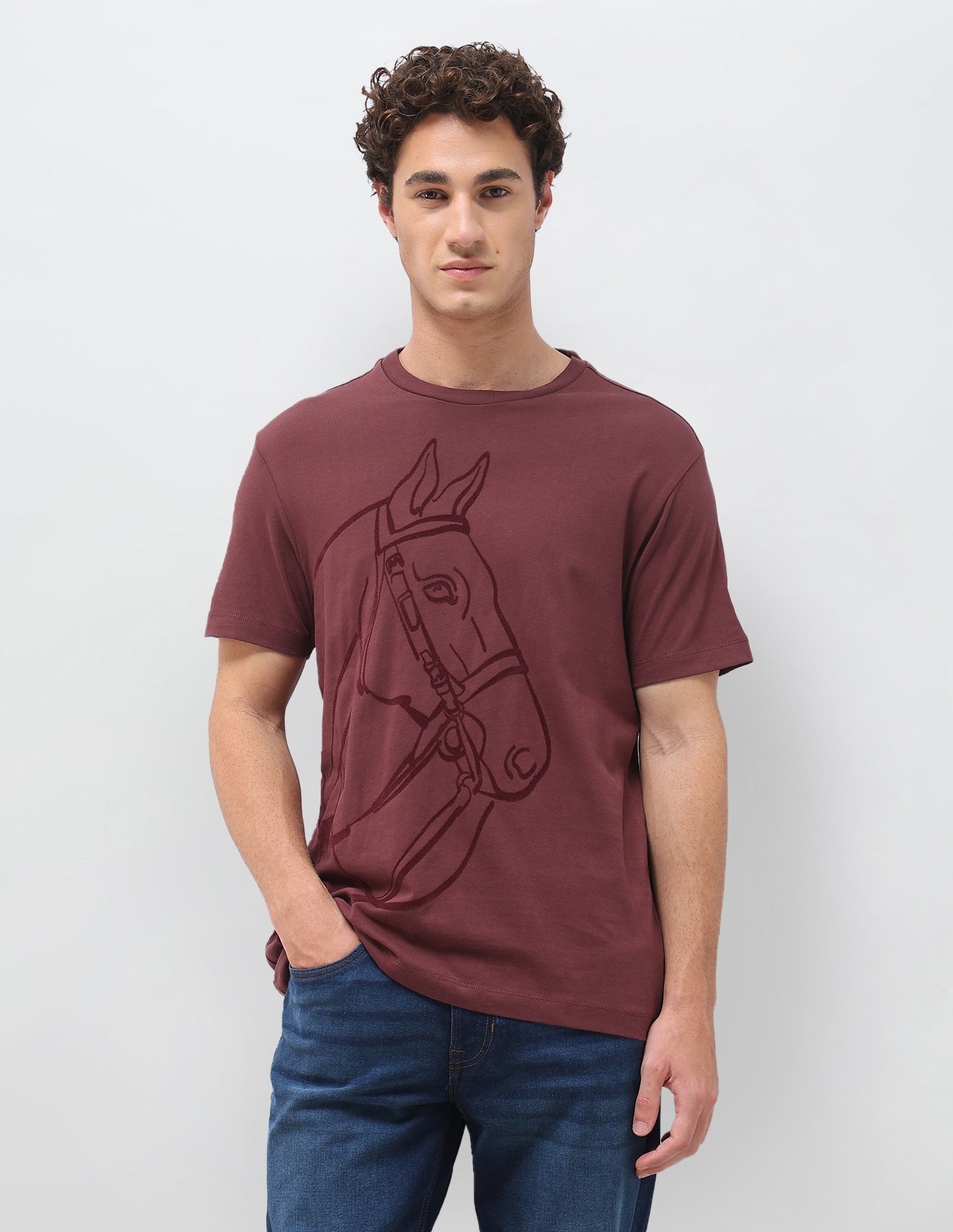 Graphic Printed Slim Fit T-Shirt Maroon - U.S. Polo Assn. India | Large