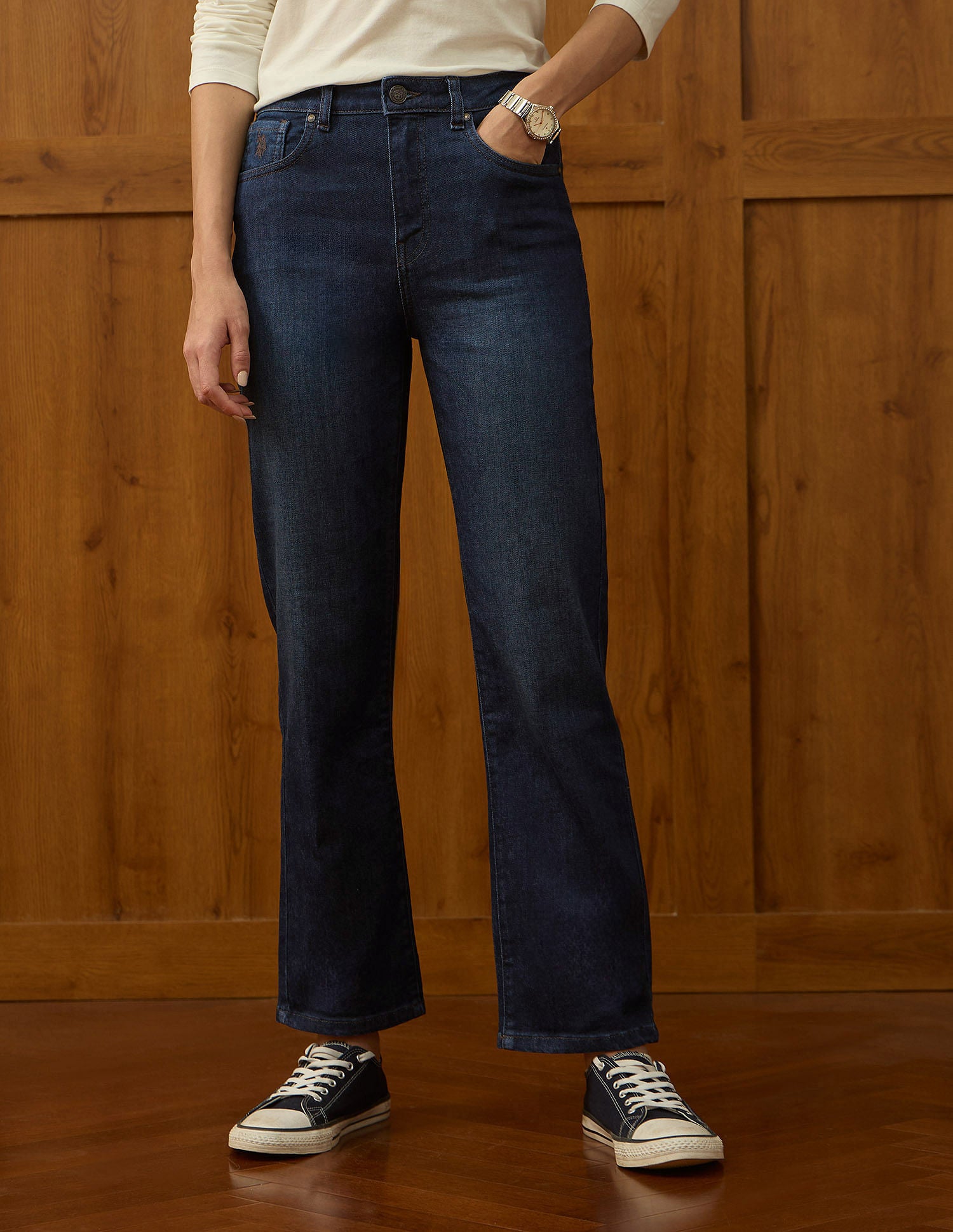 High Rise Straight Fit Jeans Dark Blue Tint - U.S. POLO ASSN. | Large