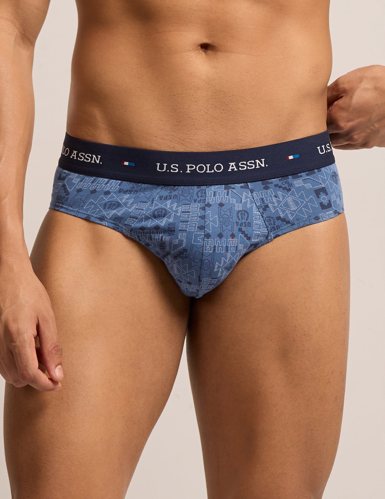 Breathable Cotton Stretch OEB25 Briefs - Pack of 3 Navy, Red, Moonlight Blue - U.S. Polo Assn. India | Large