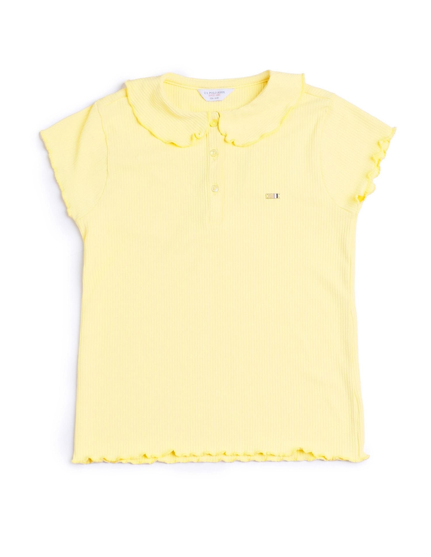 Girls Relaxed Fit Lettuce Edge T-Shirt Yellow - U.S. POLO ASSN. | Large