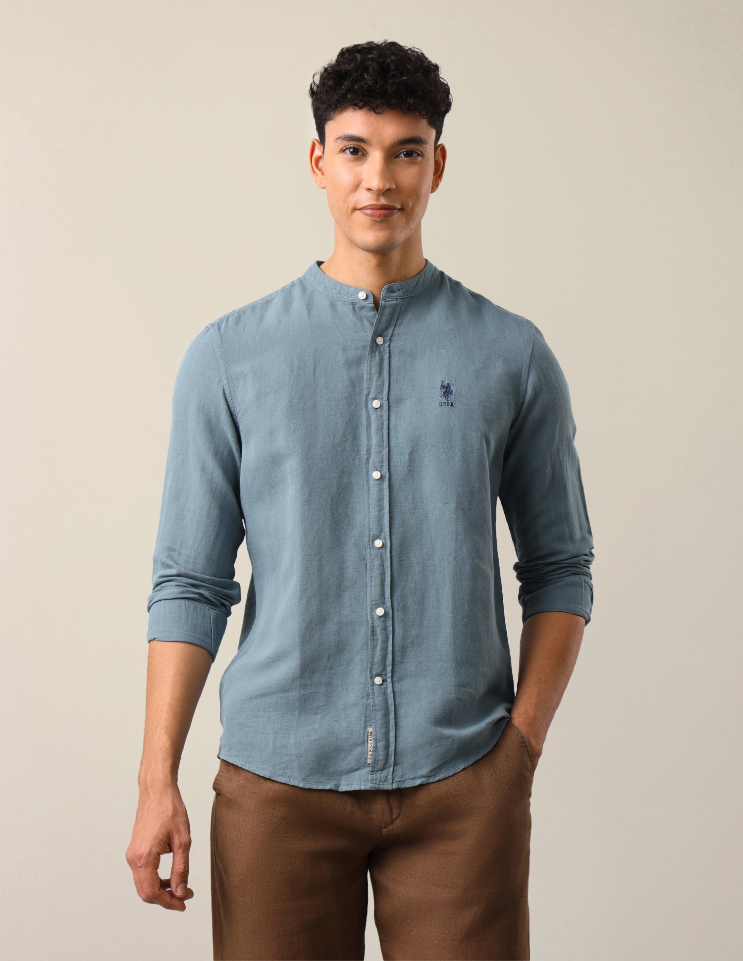Solid Regular Fit Shirt Teal - U.S. Polo Assn. India | Large