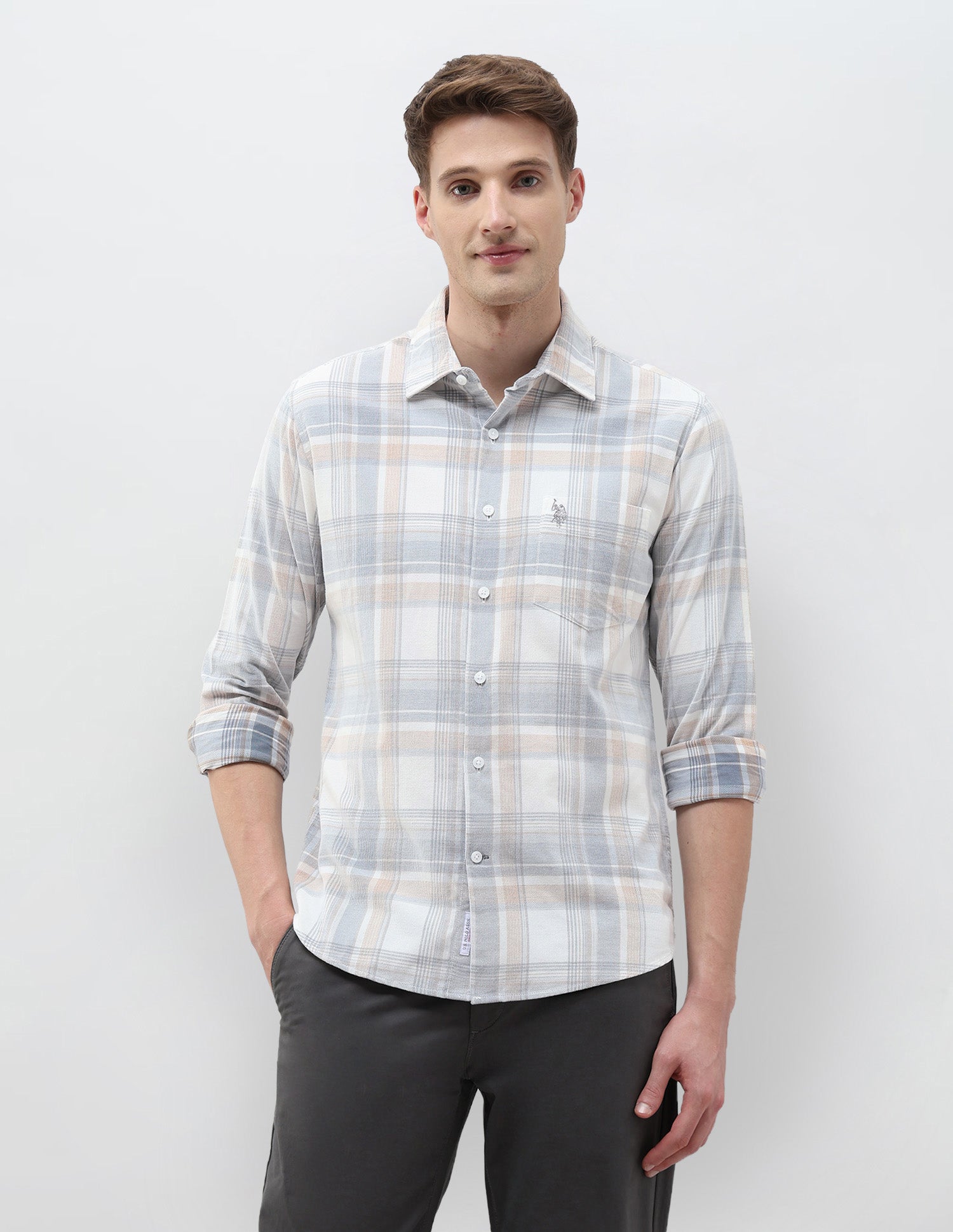 Corduroy Tailored Fit Shirt Grey - U.S. POLO ASSN. | Large