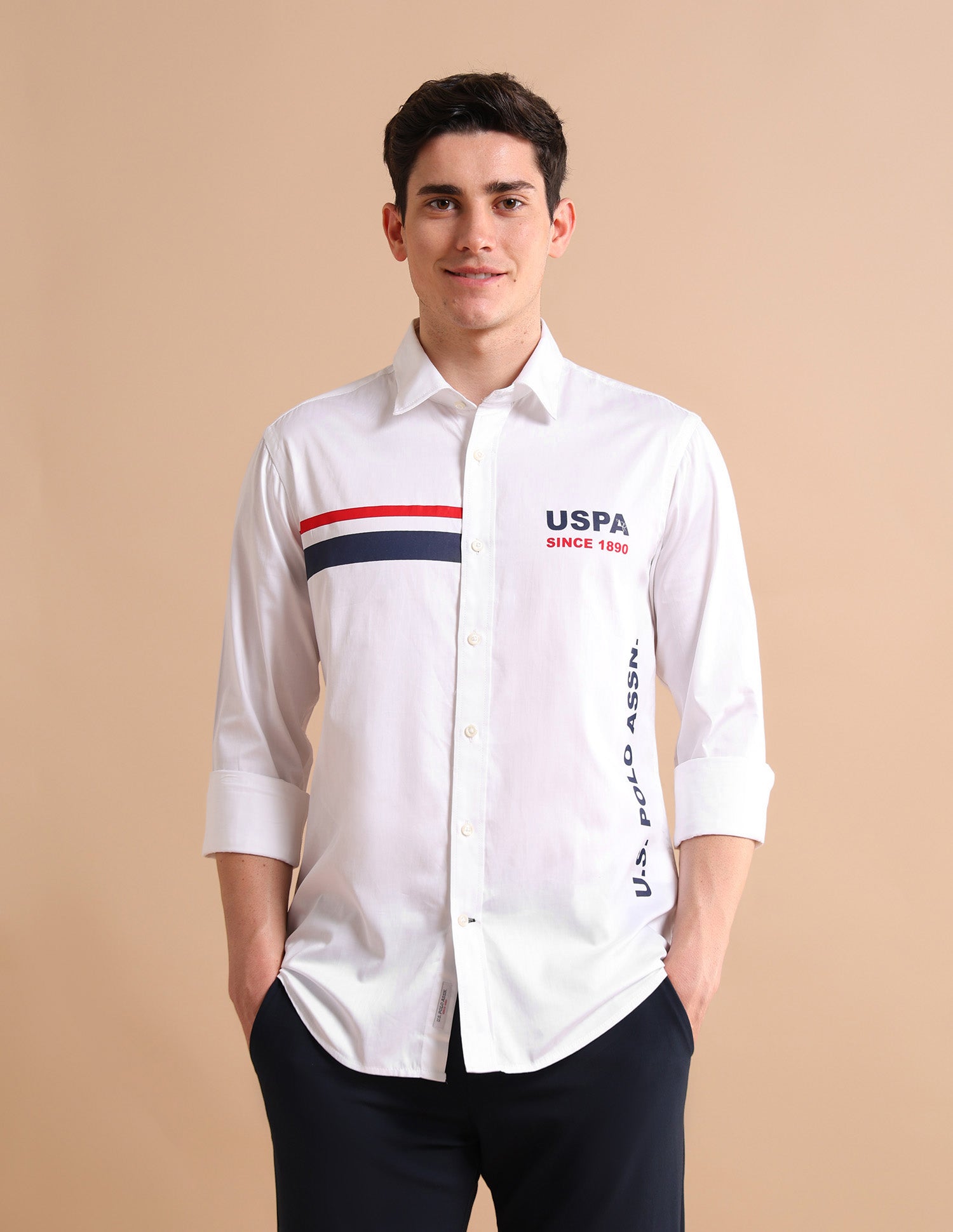 Satin Logo Shirt White - U.S. POLO ASSN. | Large