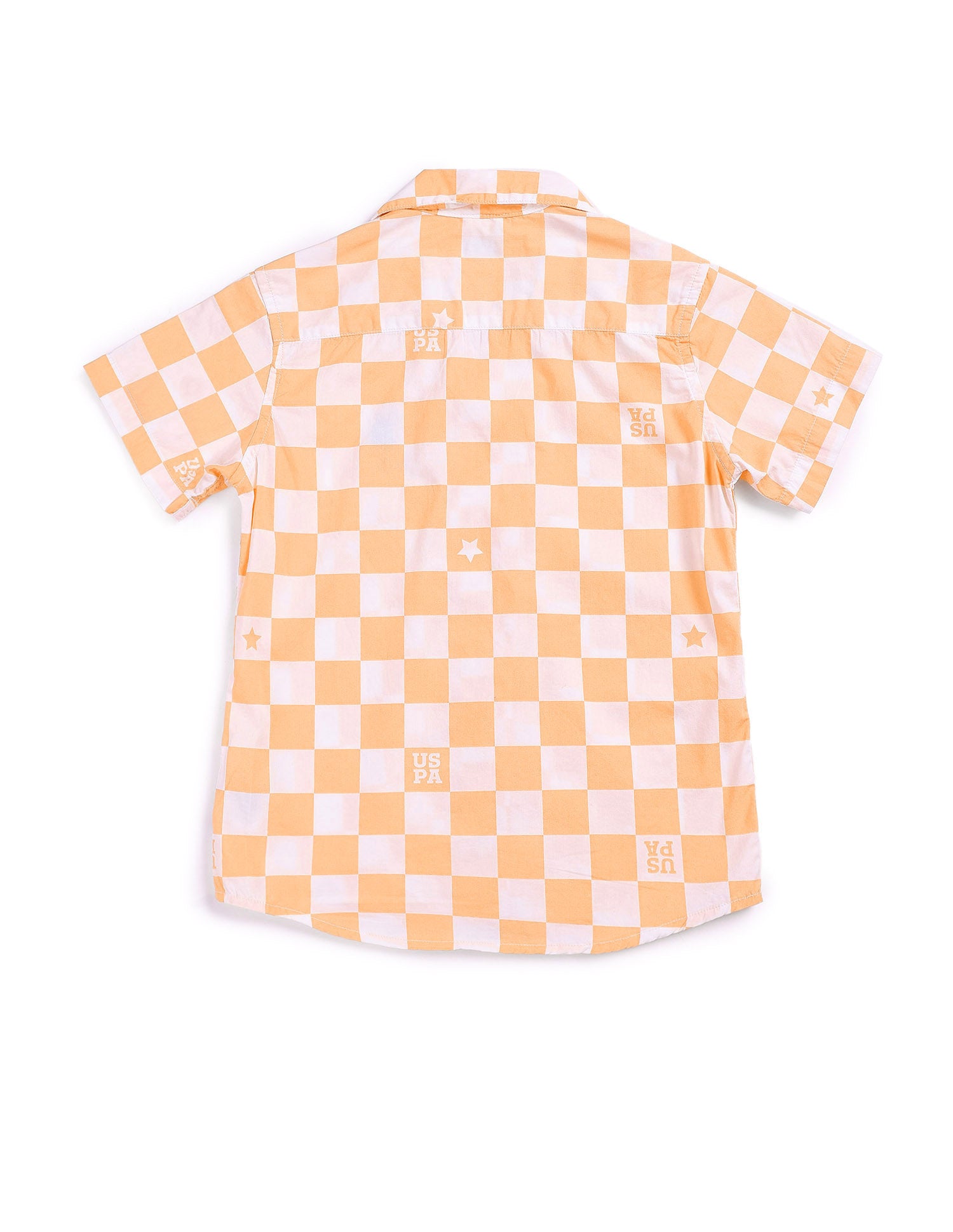 Boys Checkboard Cotton Shirt Orange - U.S. Polo Assn. India | Large