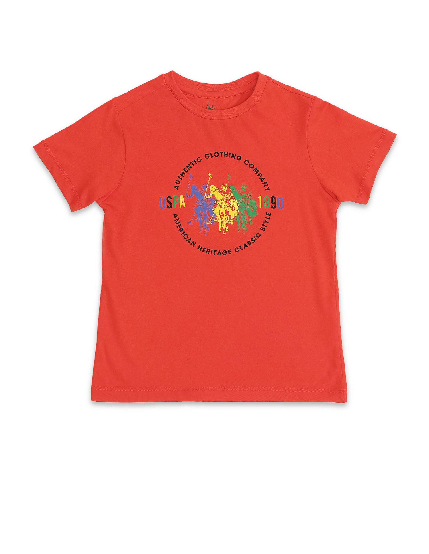 Boys Pure Cotton Regular T-shirt Orange - U.S. Polo Assn. India | Large