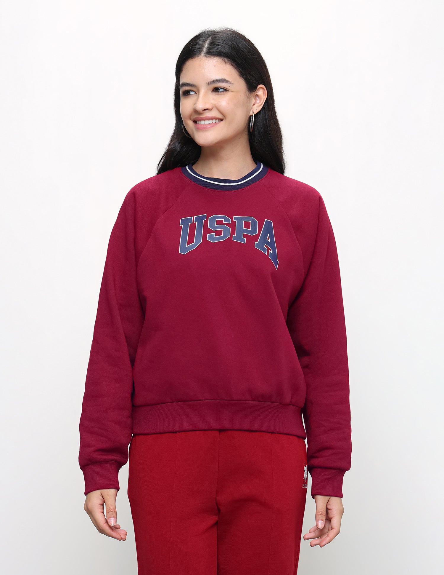 Brand Printed Oversized Fit Sweatshirt Red - U.S. Polo Assn. India | Large