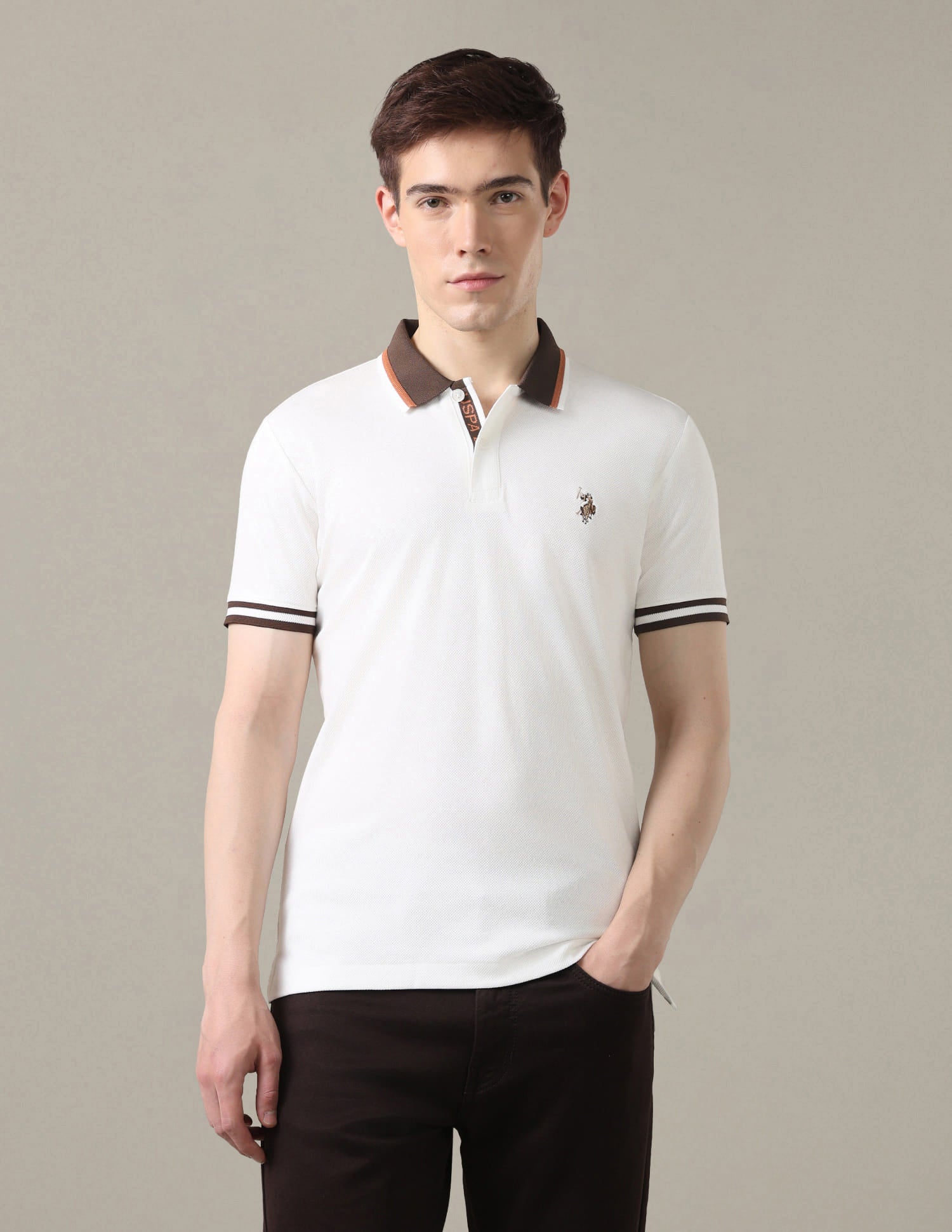 Solid Slim Fit Polo Shirt White - U.S. Polo Assn. India | Large
