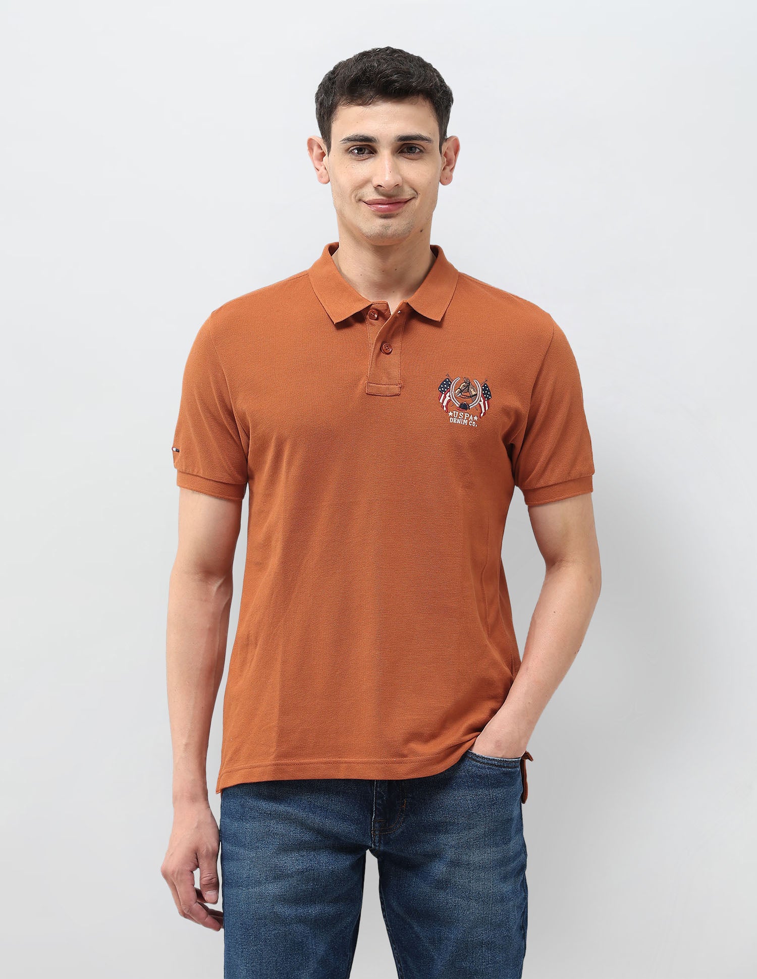Solid Muscle Fit Polo Shirt Rust - U.S. POLO ASSN. | Large