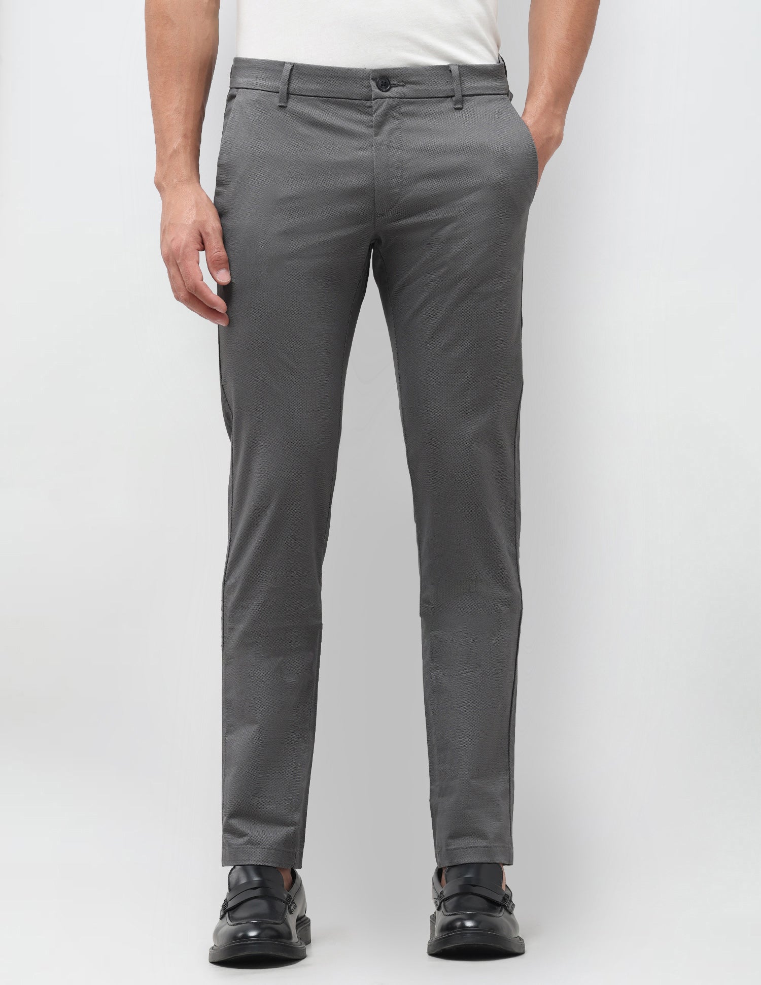 Denver Slim Fit All Over Printed Trousers Charcoal - U.S. Polo Assn. India | Large