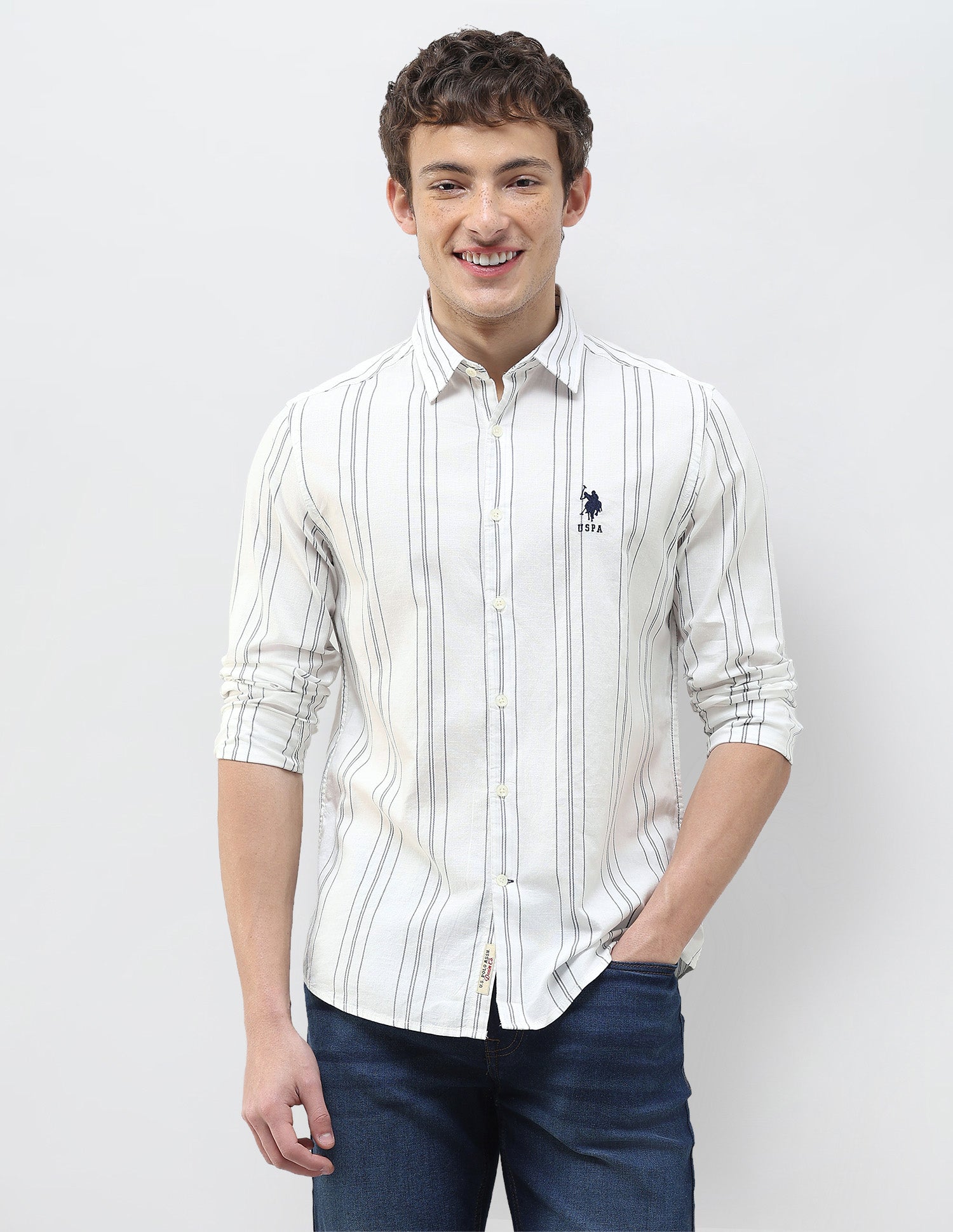 Vertical Striped Regular Fit Shirt Blue - U.S. Polo Assn. India | Large