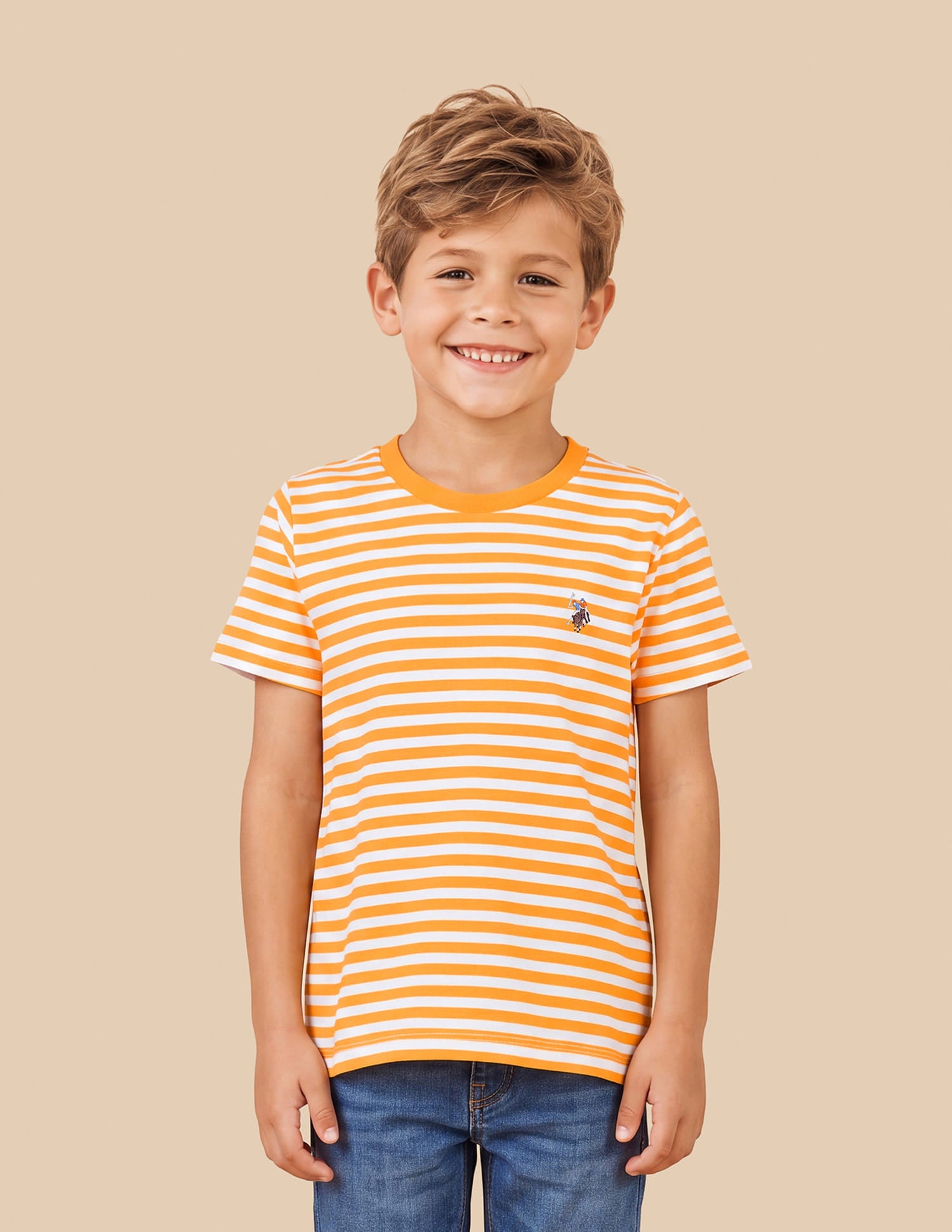 Horizontal Striped Regular Fit T-Shirt Orange - U.S. Polo Assn. India | Large