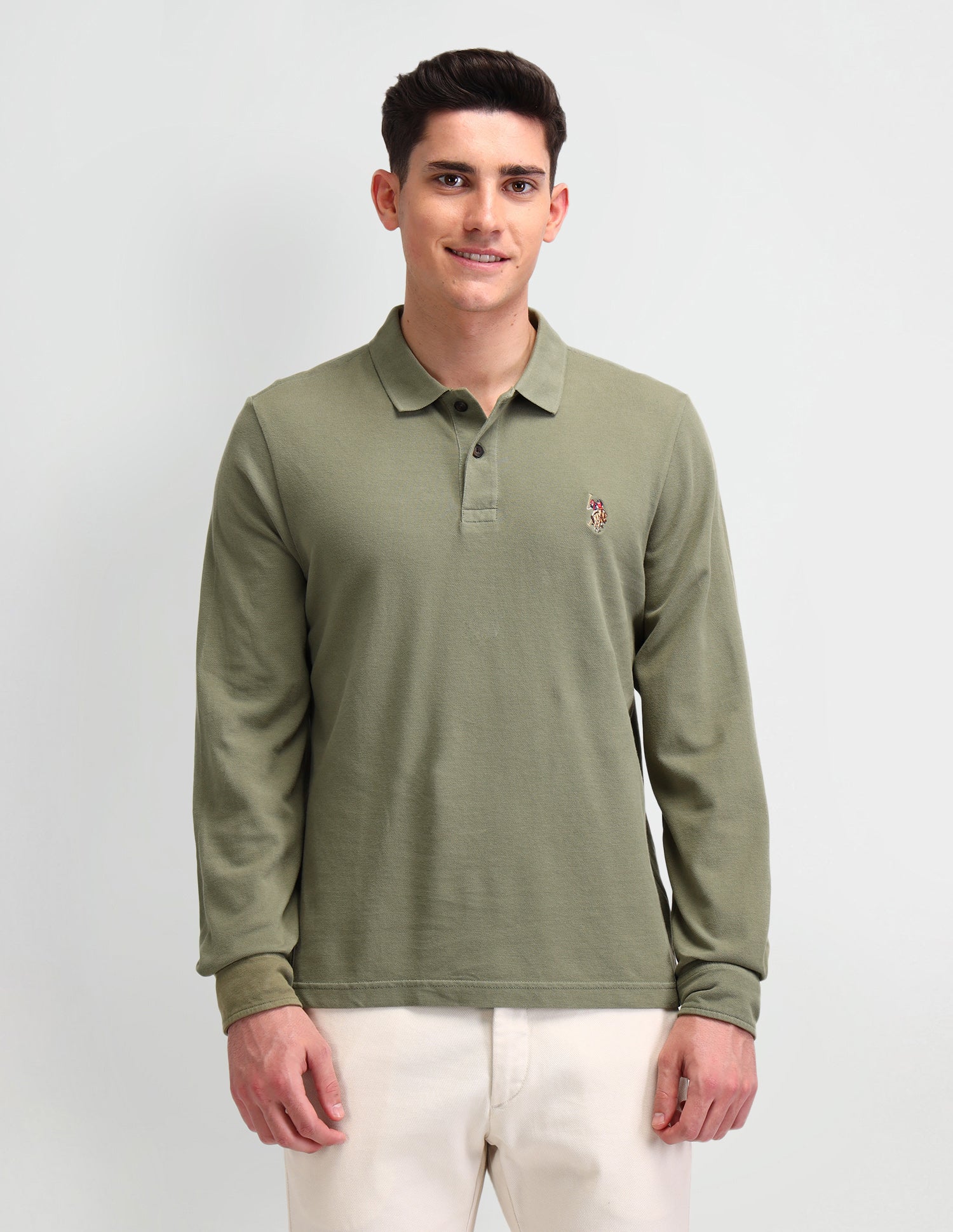 Solid Muscle Fit Polo Shirt Olive - U.S. Polo Assn. India | Large