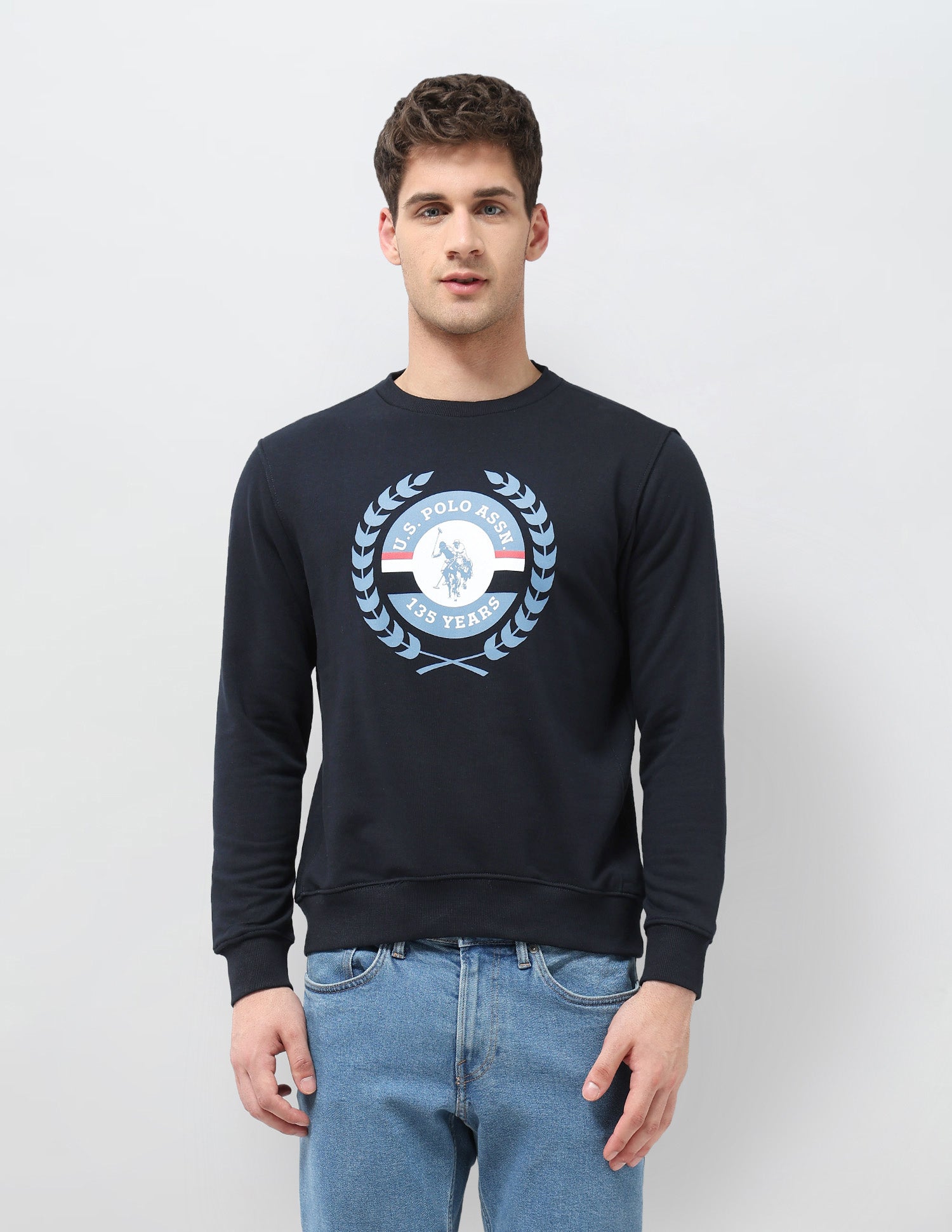 Graphic Brand Printed Regular Fit Sweatshirt Navy - U.S. POLO ASSN. | Large