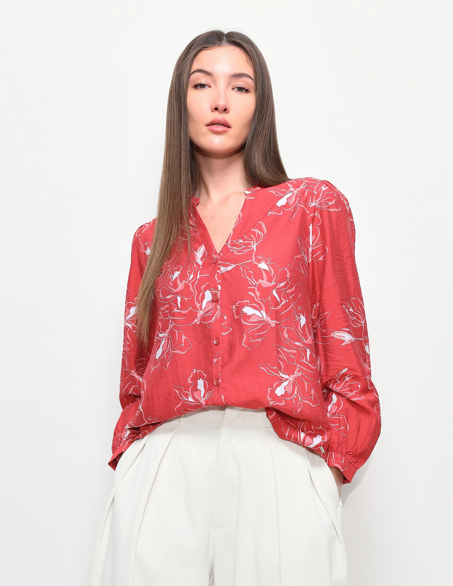 Floral Printed Relaxed Fit Top Red - U.S. Polo Assn. India | Large