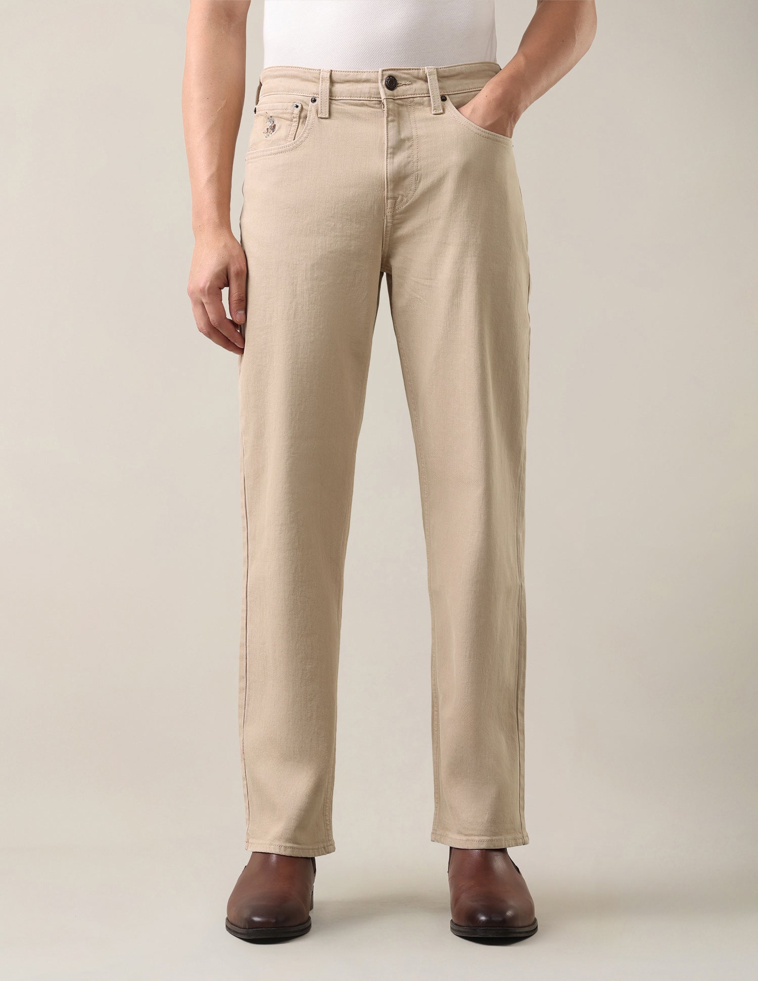 Shawn Relaxed Fit Beige Jeans Beige - U.S. Polo Assn. India | Large