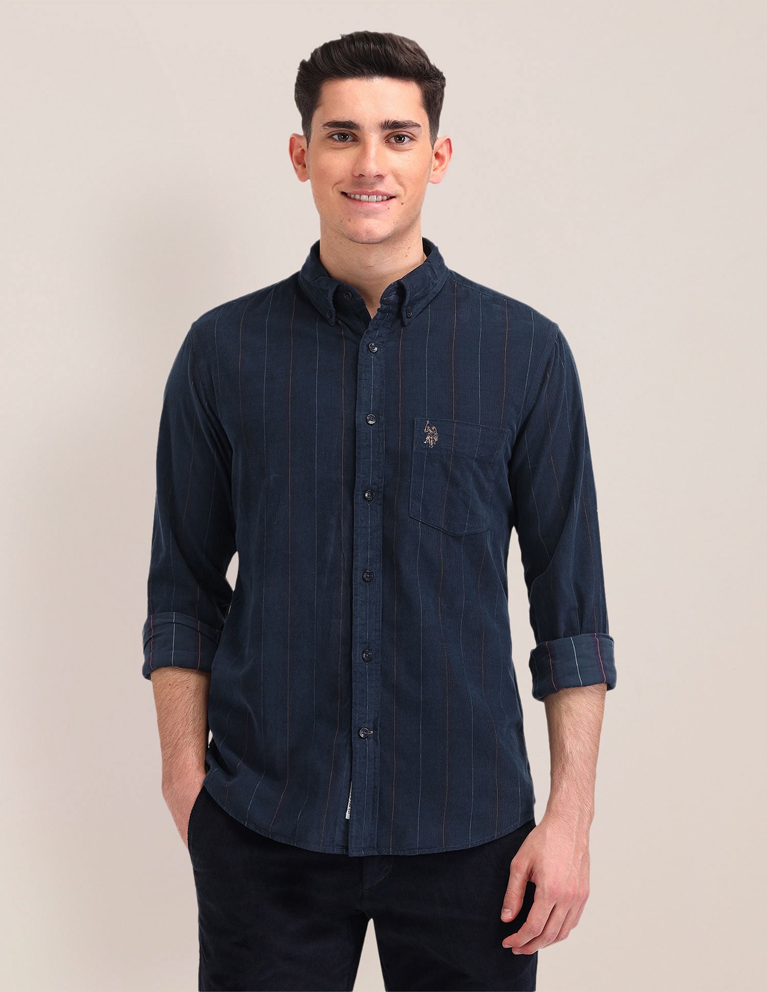 Tailored Fit Button Down Shirt Navy - U.S. Polo Assn. India | Large