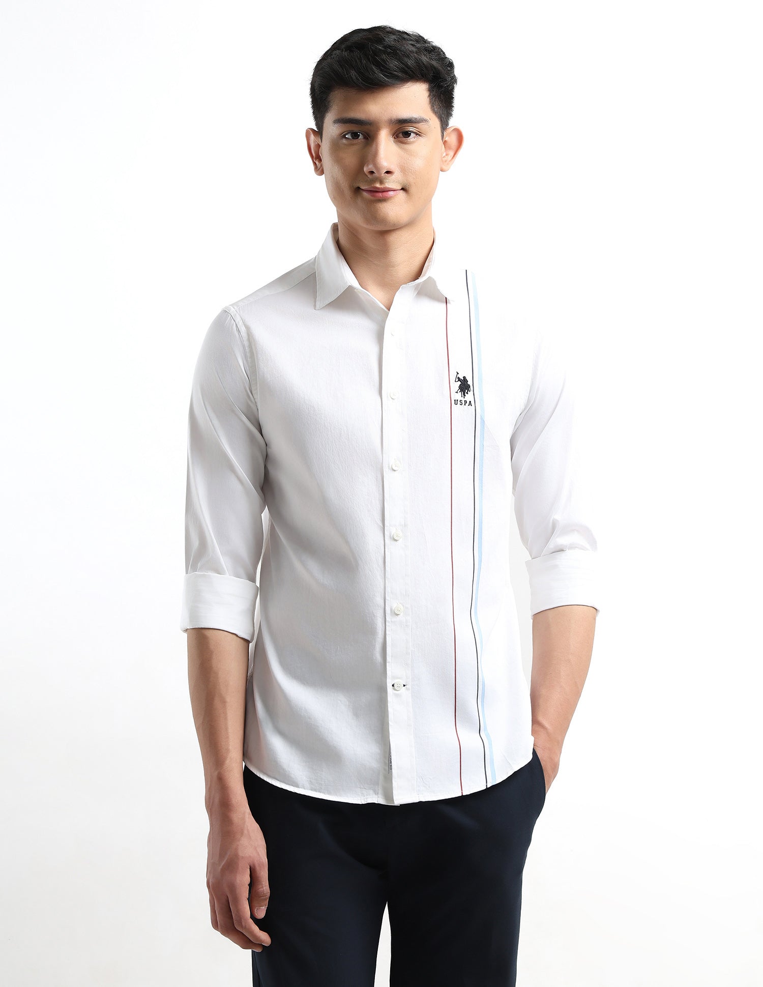 Twill Tailored Fit Shirt White - U.S. Polo Assn. India | Large