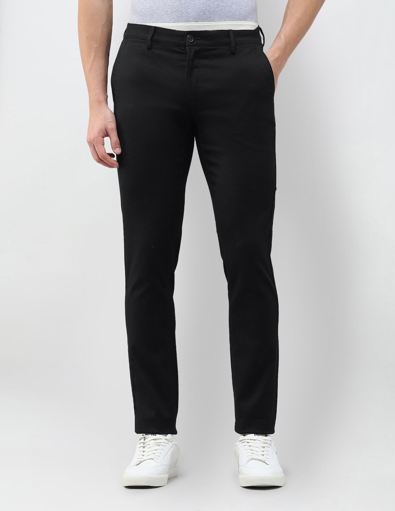 Austin Slim Fit Dobby Trousers Black - U.S. Polo Assn. India | Large