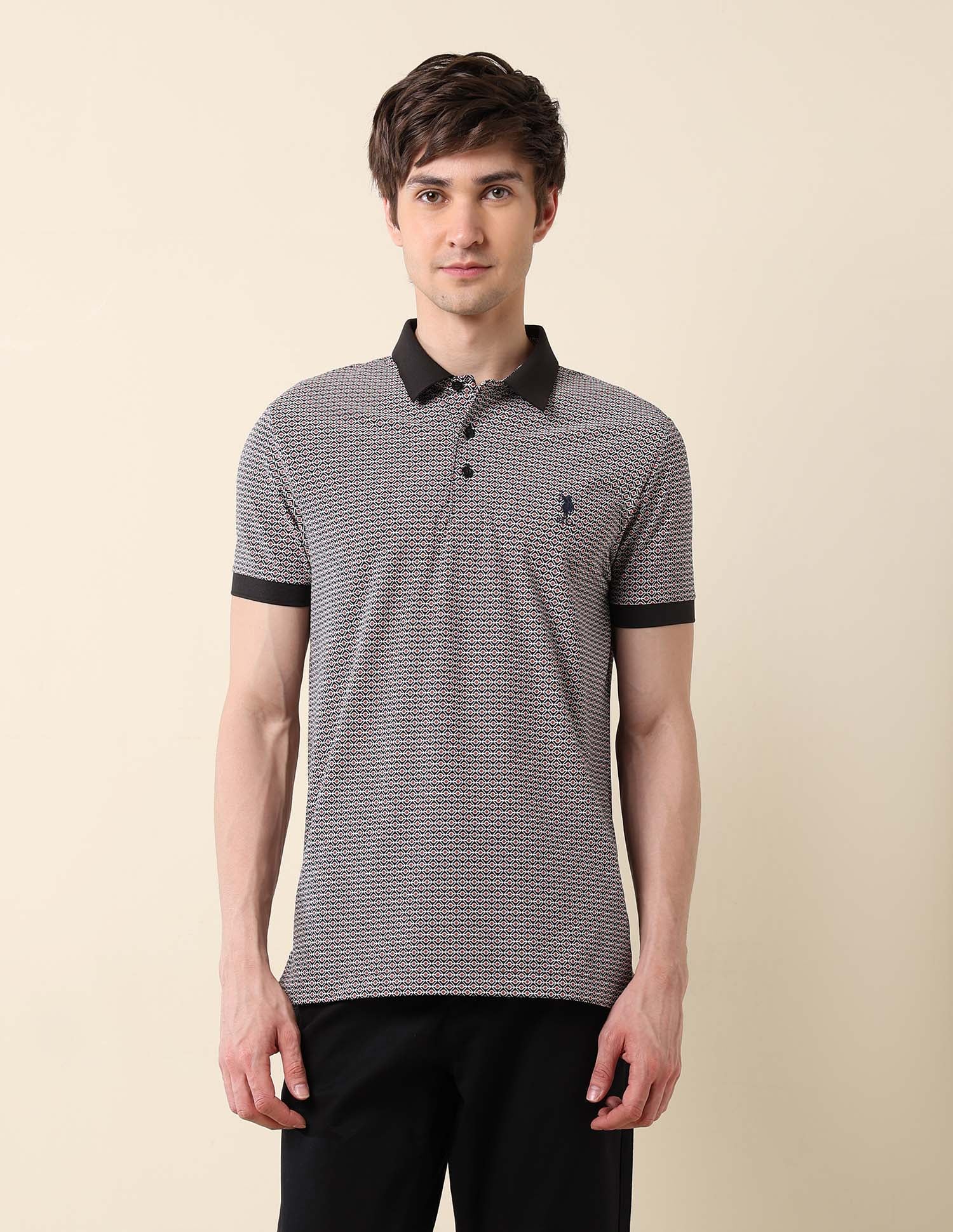 Geometric Printed Classic Polo Shirt Navy - U.S. Polo Assn. India | Large