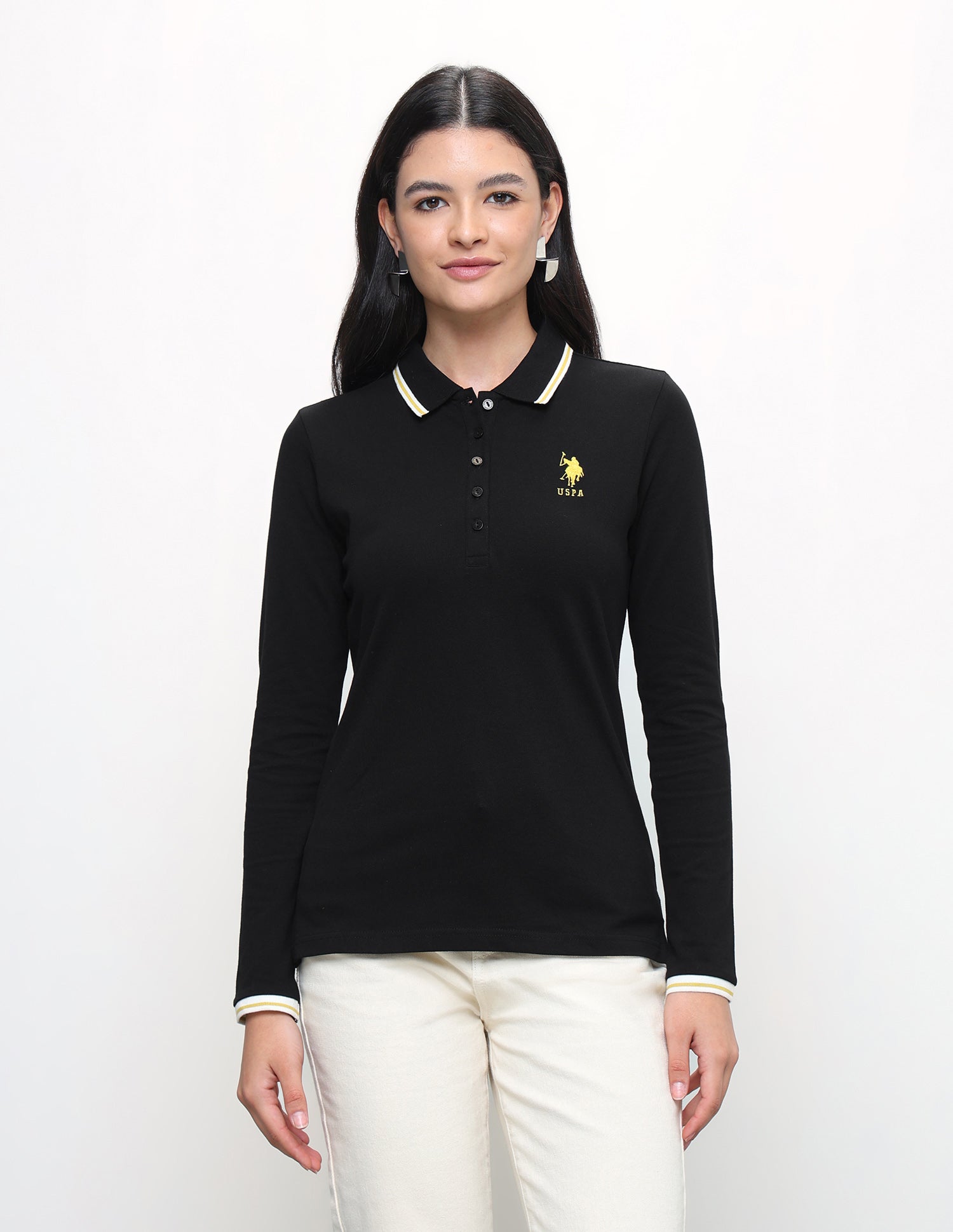 Solid Regular Fit Polo Shirt Black - U.S. Polo Assn. India | Large