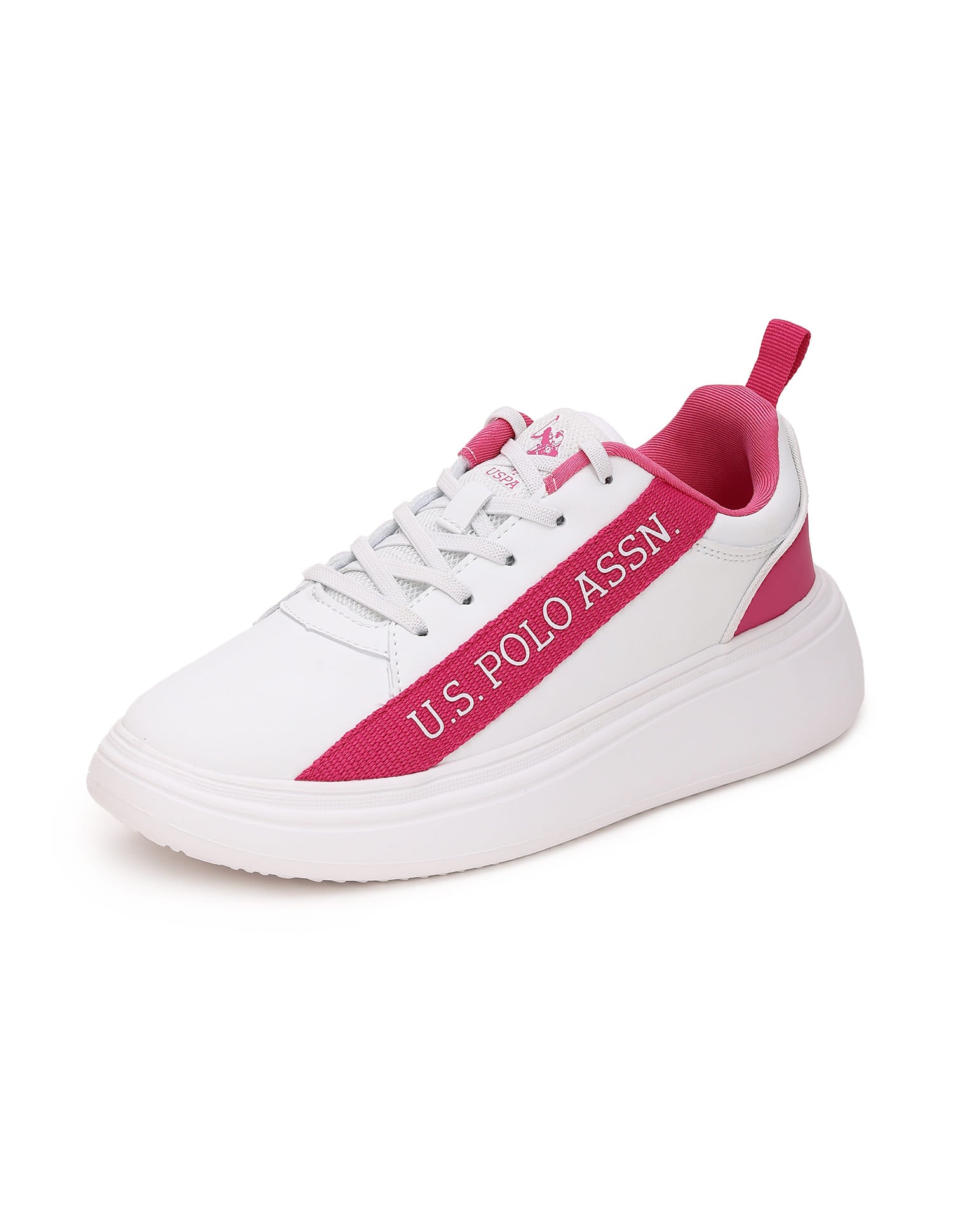 Women Brand Tape Lianna Sneakers White and Pink - U.S. Polo Assn. India | Large
