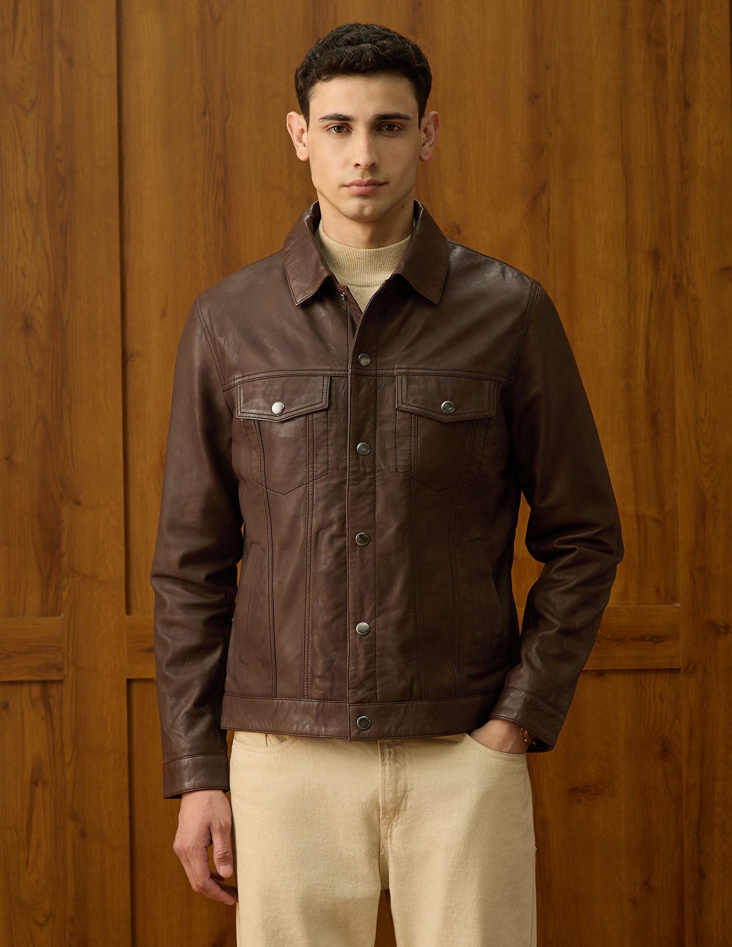 Equestrian Aisle Theater Leather Jacket Brown - U.S. POLO ASSN. | Large