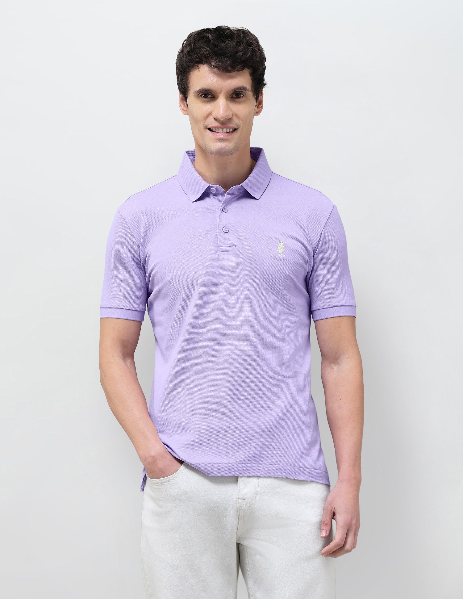 Solid Slim Fit Polo Shirt Purple - U.S. Polo Assn. India | Large