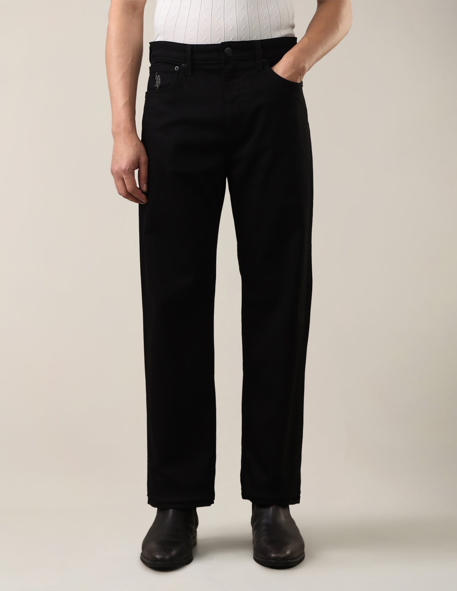 Logan Loose Straight Fit Black Jeans Black - U.S. Polo Assn. India | Large