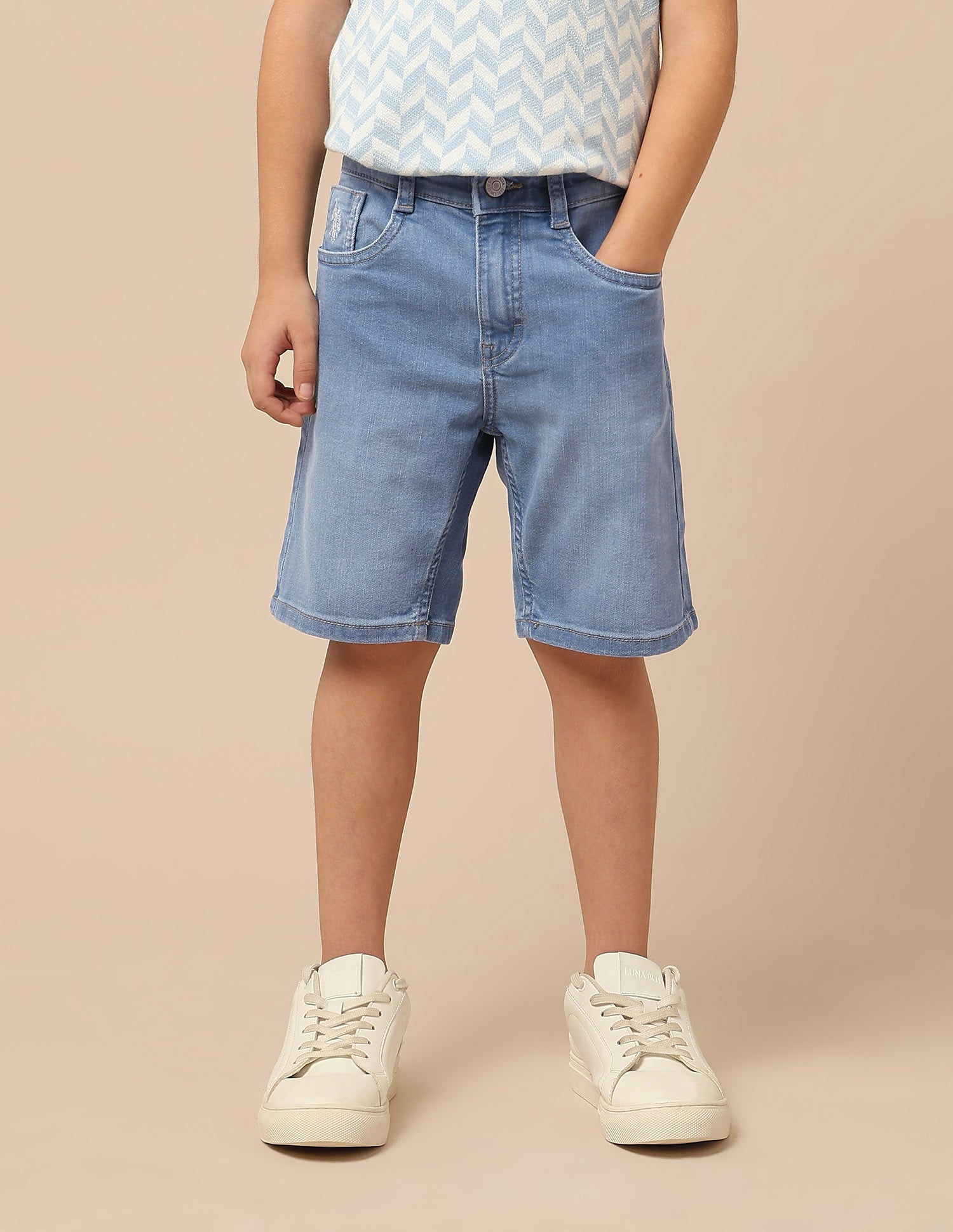 Boys Relaxed Fit Denim Shorts Light Blue - U.S. POLO ASSN. | Large