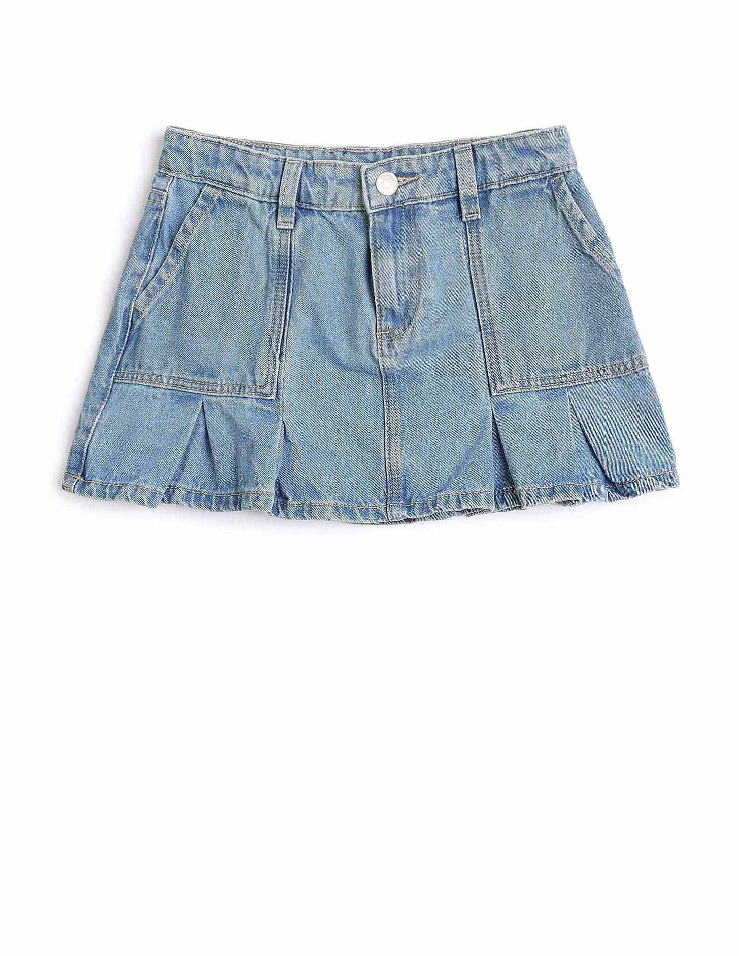 Girls Denim Pleated Skorts Blue - U.S. POLO ASSN. | Large