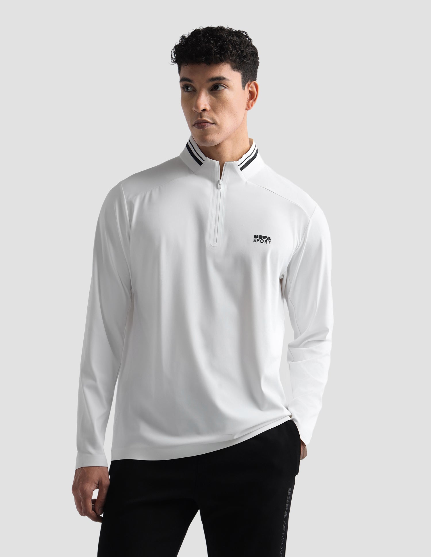 Solid Slim Fit Active Polo Shirt White - U.S. Polo Assn. India | Large