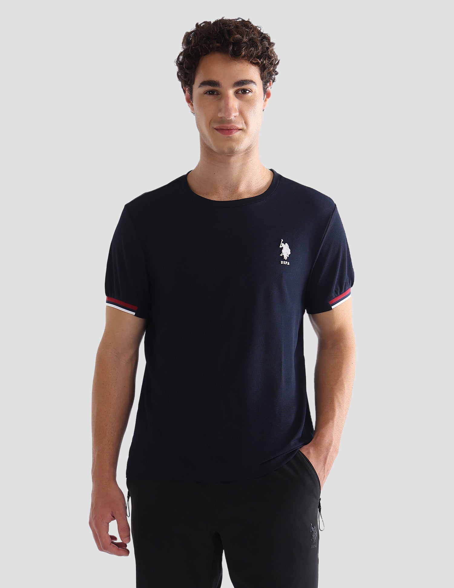 Solid Slim Fit Active T-Shirt Navy - U.S. Polo Assn. India | Large