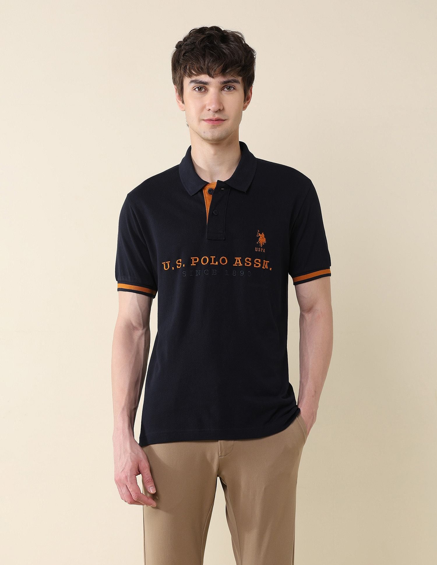 Slim Fit Brand Embroidered Polo Shirt Navy - U.S. POLO ASSN. | Large
