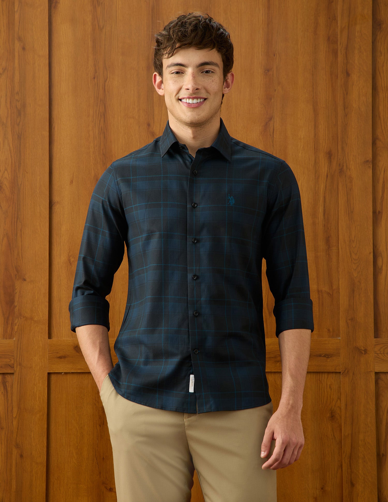 Tartan Checked Twill Shirt Teal - U.S. Polo Assn. India | Large