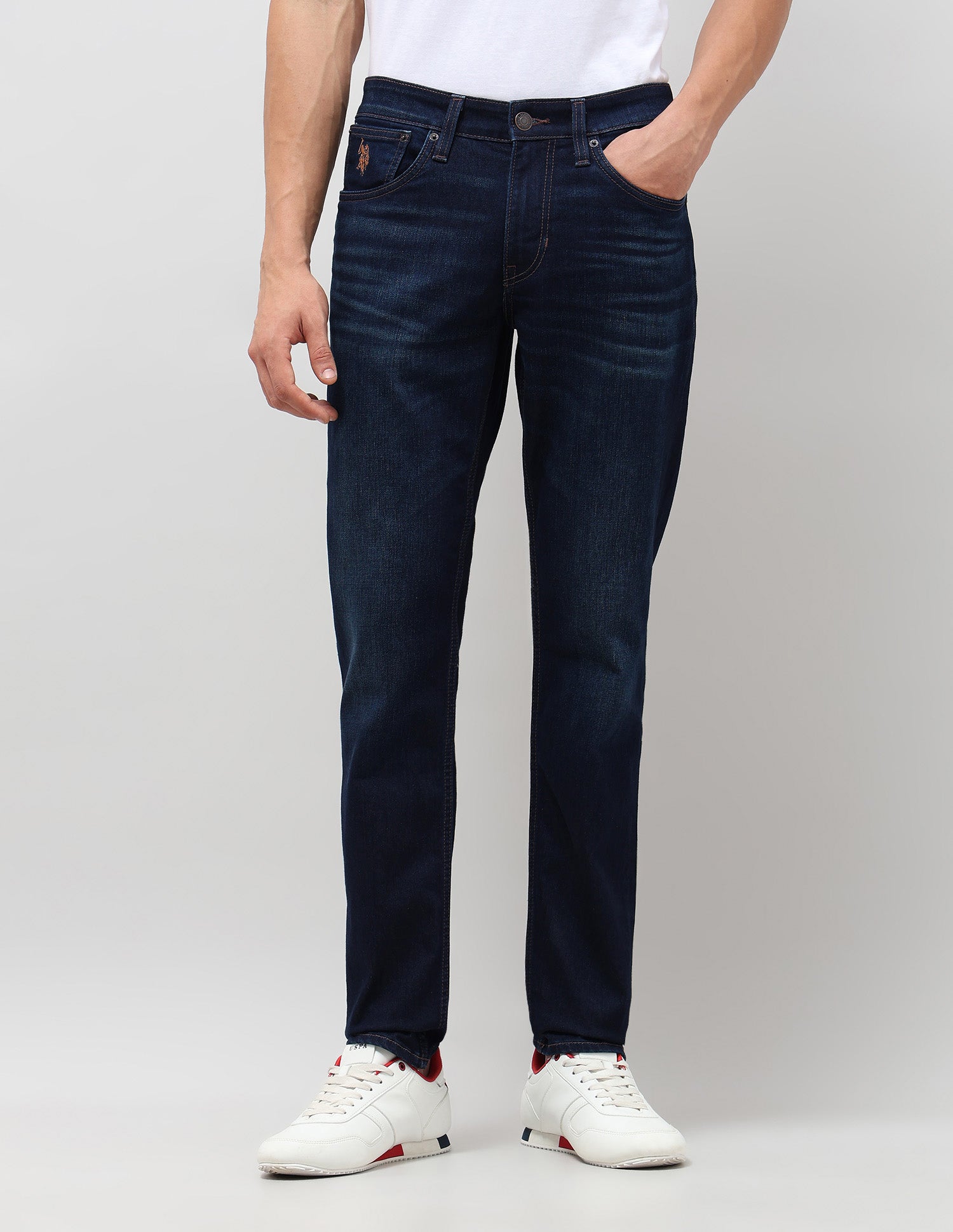 Brandon Slim Tapered Fit Blue Jeans Dark Blue - U.S. POLO ASSN. | Large