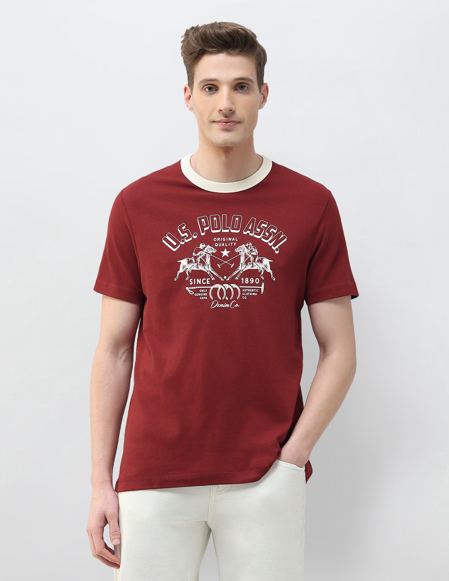 Motel On The Coast Muscle Fit T-Shirt Red - U.S. Polo Assn. India | Large