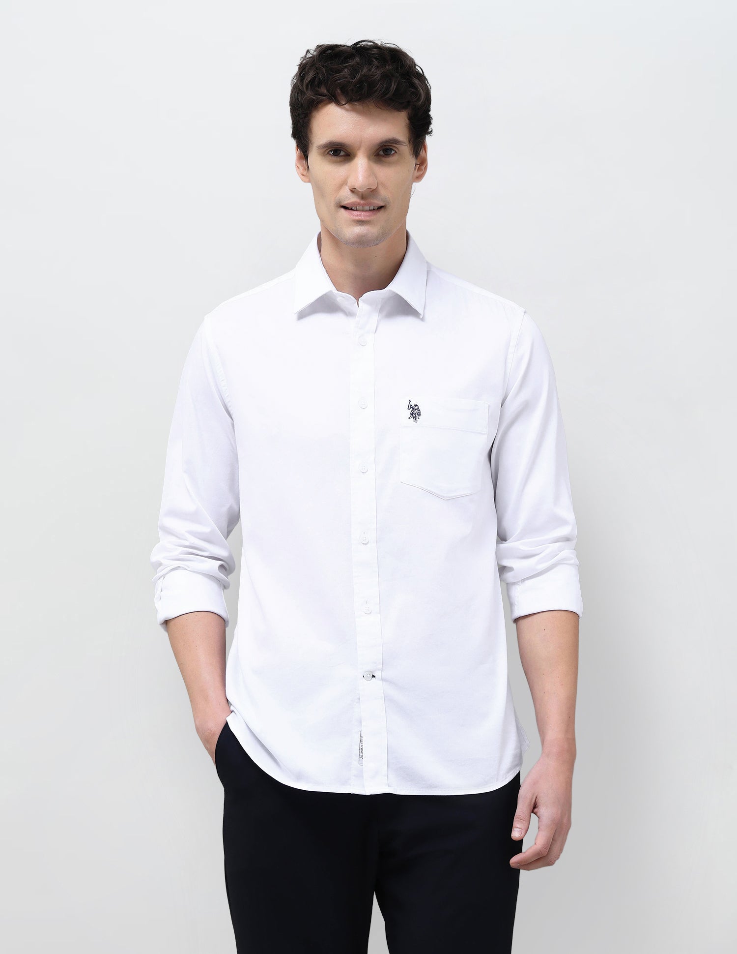 Dobby Tailored Fit Shirt White - U.S. Polo Assn. India | Large