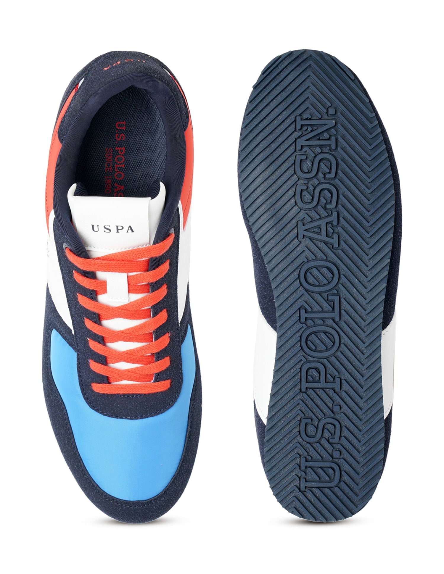 Men Sorrento Multi3 Retro Sneakers Navy, Orange and White - U.S. POLO ASSN. | Large