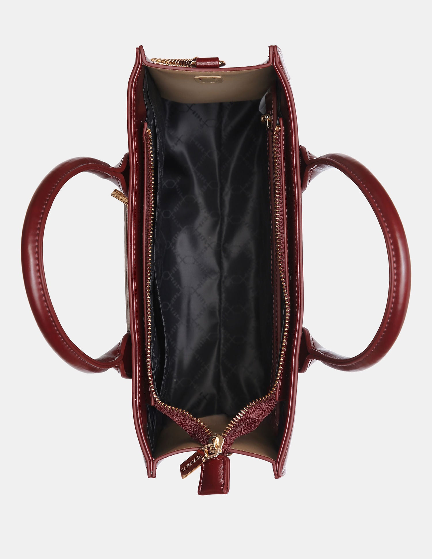 Women Bonnie Satchel Bag with Chain Card Holder Burgundy - U.S. POLO ASSN. | Large