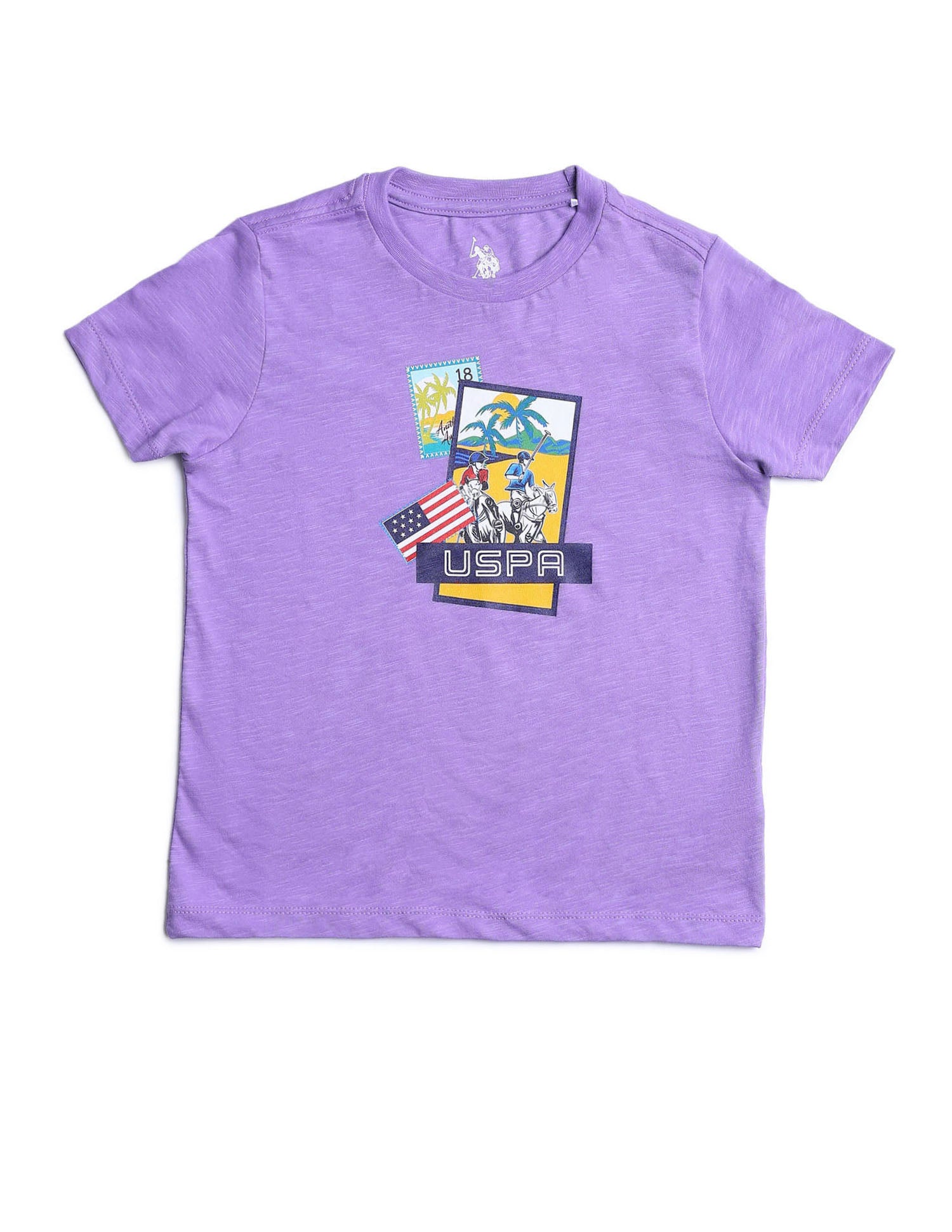 Boys Graphic Printed Regular Fit T-Shirt Light Purple - U.S. POLO ASSN. | Large