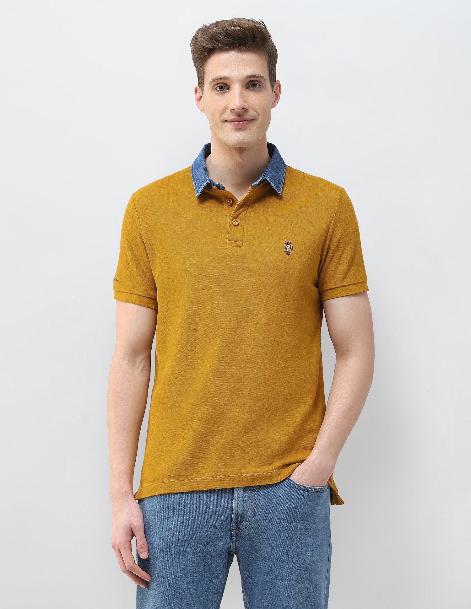Motel On The Coast Slim Fit Polo Shirt Mustard - U.S. Polo Assn. India | Large