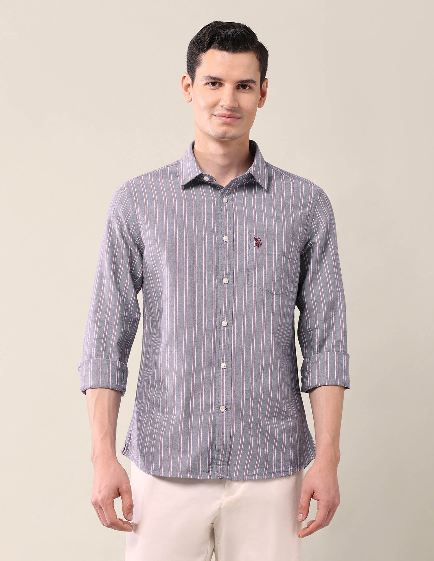 Vertical Striped Tailored Fit Shirt Navy - U.S. Polo Assn. India | Large