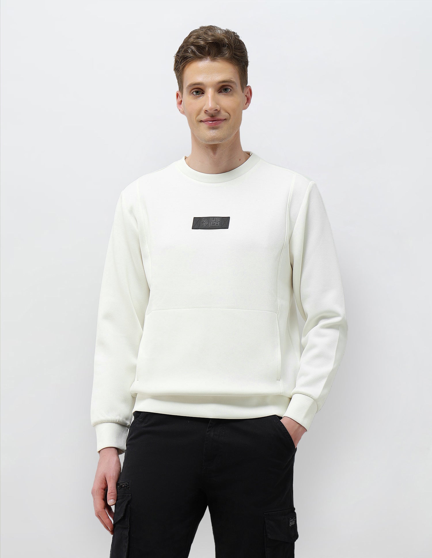 Solid Regular Fit Sweatshirt Stone - U.S. Polo Assn. India | Large