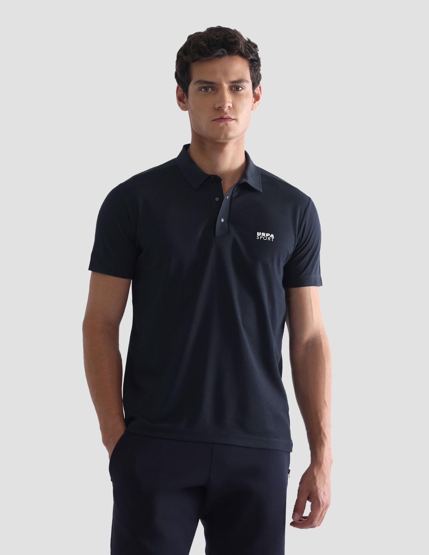 Solid Slim Fit Active Polo Shirt Navy - U.S. Polo Assn. India | Large