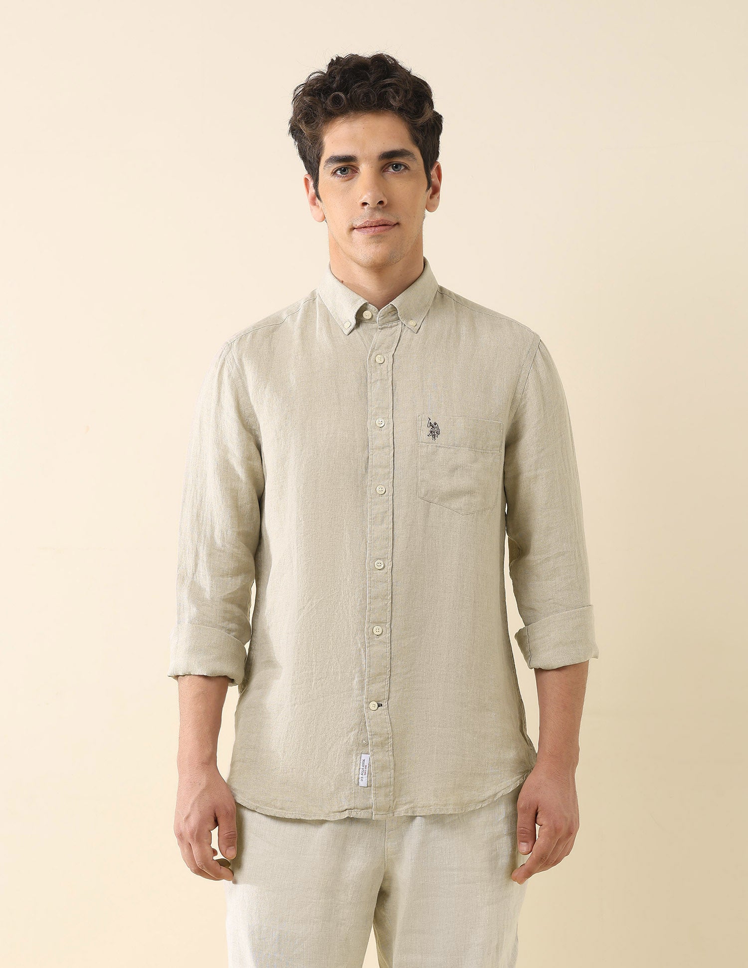 Solid Regular Fit Regular Shirt White - U.S. Polo Assn. India | Large