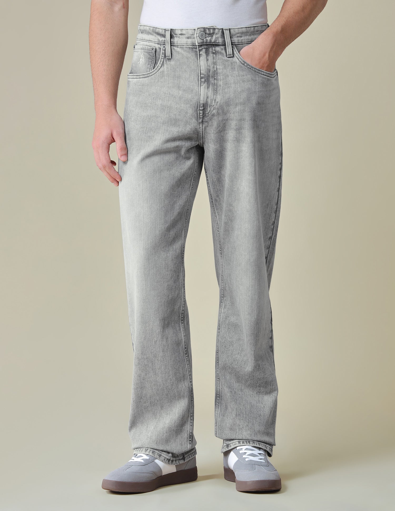 Logan Loose Straight Fit Grey Jeans Light Grey - U.S. Polo Assn. India | Large
